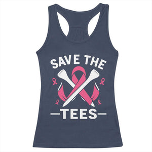 Breast Cancer Awareness Pink Ribbon Golf Racerback Tank Top Funny Save The Tees TS10 Navy Print Your Wear