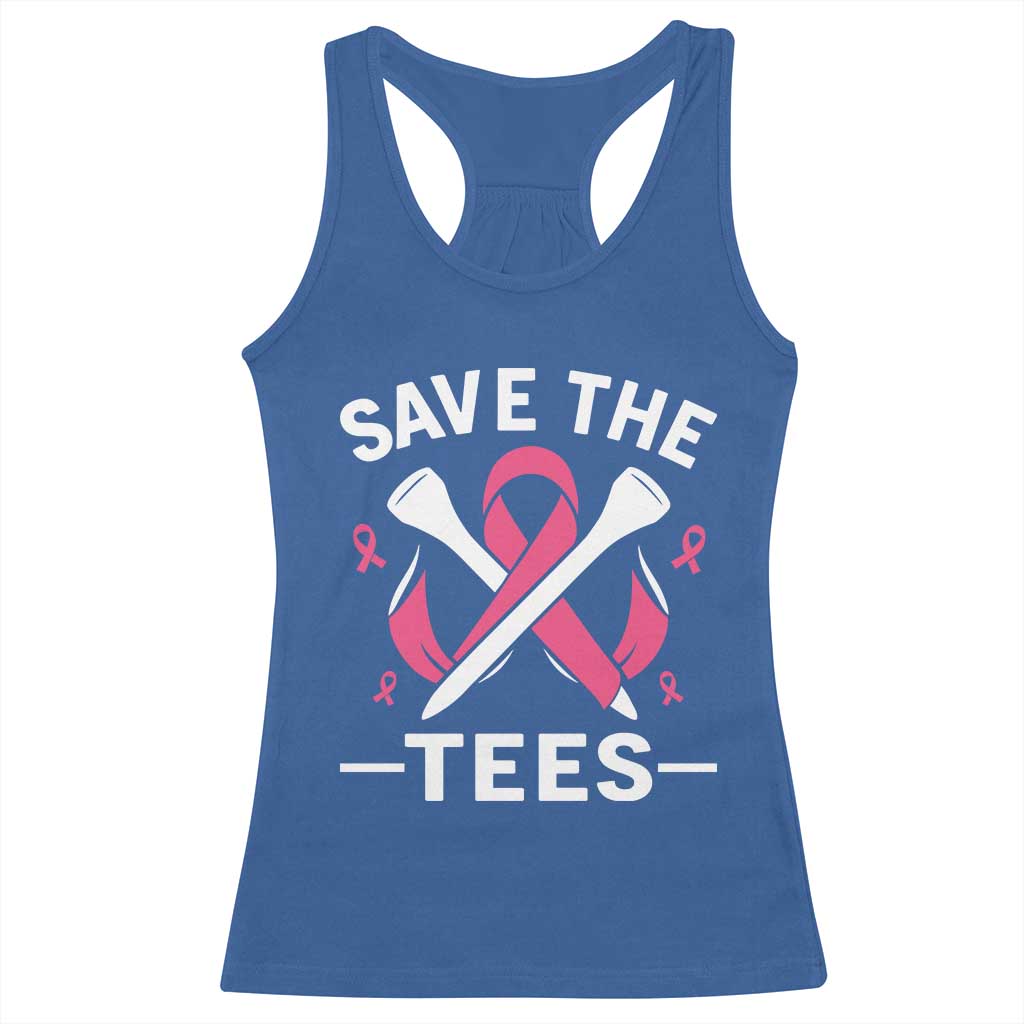 Breast Cancer Awareness Pink Ribbon Golf Racerback Tank Top Funny Save The Tees TS10 Royal Blue Print Your Wear
