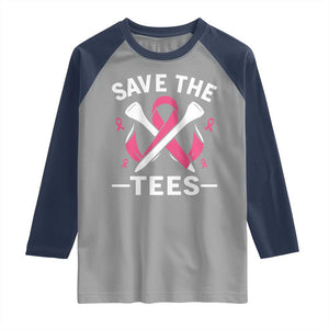 Breast Cancer Awareness Pink Ribbon Golf Raglan Shirt Funny Save The Tees TS10 Sport Gray Navy Print Your Wear