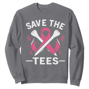 Breast Cancer Awareness Pink Ribbon Golf Sweatshirt Funny Save The Tees TS10 Charcoal Print Your Wear