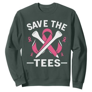 Breast Cancer Awareness Pink Ribbon Golf Sweatshirt Funny Save The Tees TS10 Dark Forest Green Print Your Wear