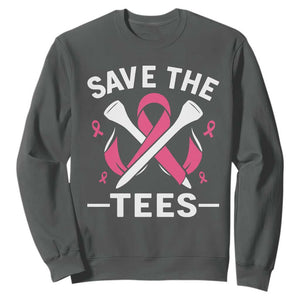 Breast Cancer Awareness Pink Ribbon Golf Sweatshirt Funny Save The Tees TS10 Dark Heather Print Your Wear