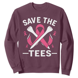 Breast Cancer Awareness Pink Ribbon Golf Sweatshirt Funny Save The Tees TS10 Maroon Print Your Wear