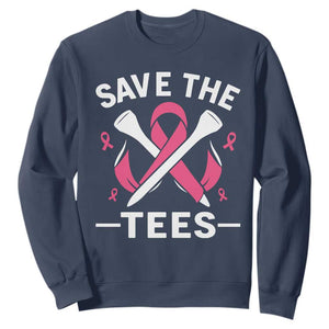 Breast Cancer Awareness Pink Ribbon Golf Sweatshirt Funny Save The Tees TS10 Navy Print Your Wear