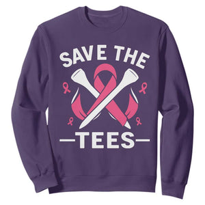 Breast Cancer Awareness Pink Ribbon Golf Sweatshirt Funny Save The Tees TS10 Purple Print Your Wear