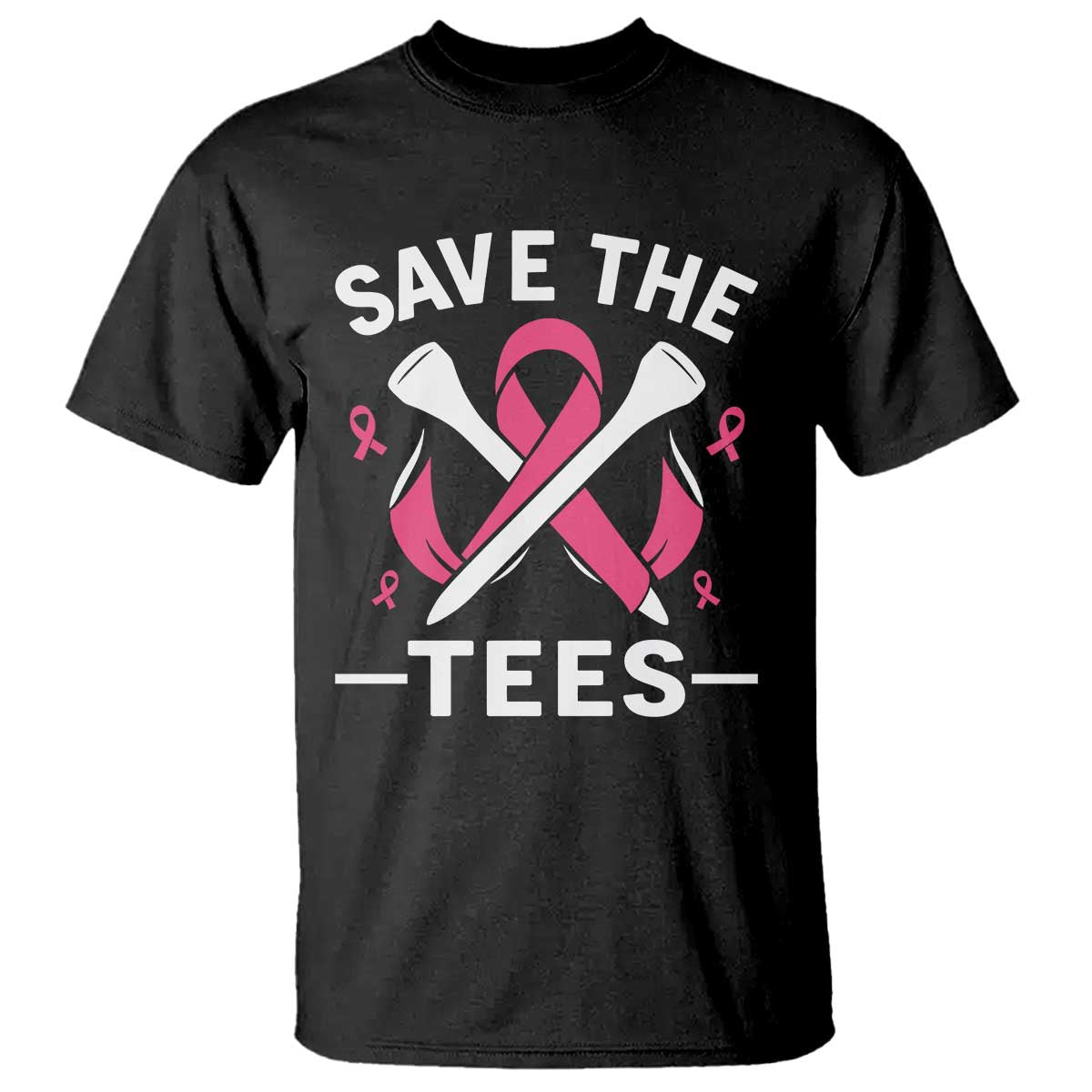 Breast Cancer Awareness Pink Ribbon Golf T Shirt Funny Save The Tees - Print Your Wear