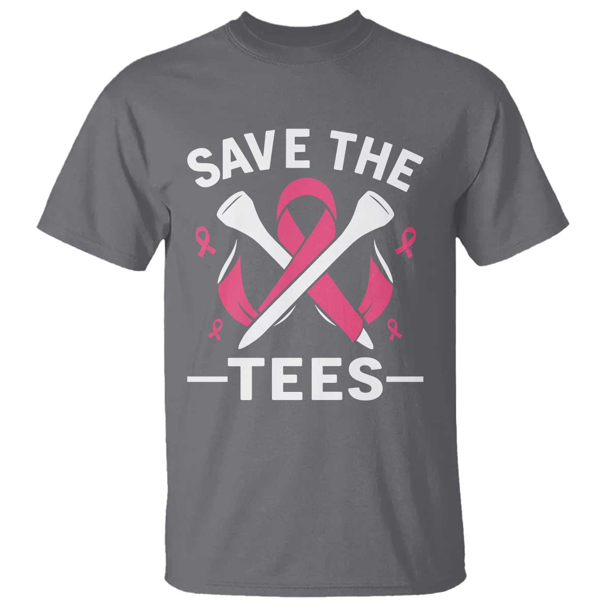 Breast Cancer Awareness Pink Ribbon Golf T Shirt Funny Save The Tees TS10 Charcoal Print Your Wear