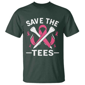Breast Cancer Awareness Pink Ribbon Golf T Shirt Funny Save The Tees TS10 Dark Forest Green Print Your Wear