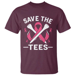 Breast Cancer Awareness Pink Ribbon Golf T Shirt Funny Save The Tees TS10 Maroon Print Your Wear