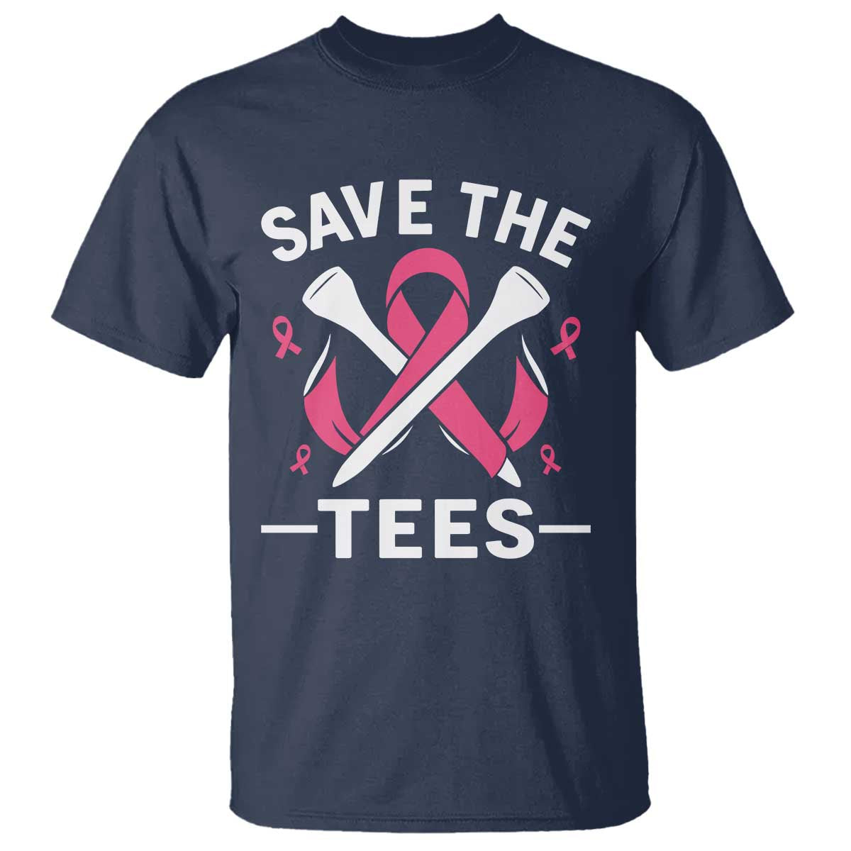 Breast Cancer Awareness Pink Ribbon Golf T Shirt Funny Save The Tees TS10 Navy Print Your Wear