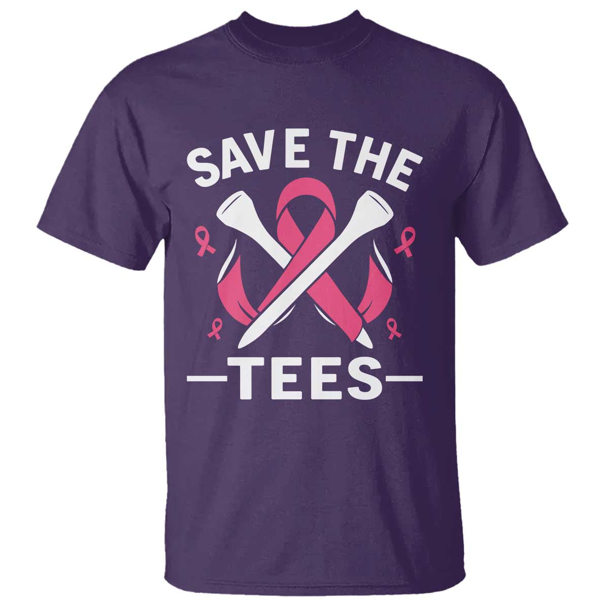 Breast Cancer Awareness Pink Ribbon Golf T Shirt Funny Save The Tees TS10 Purple Print Your Wear
