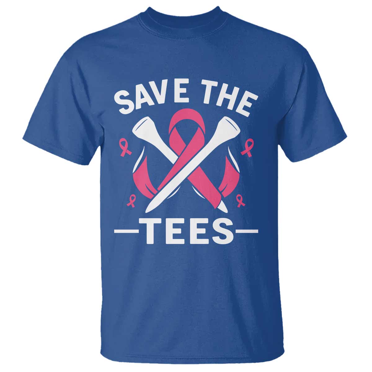 Breast Cancer Awareness Pink Ribbon Golf T Shirt Funny Save The Tees TS10 Royal Blue Print Your Wear