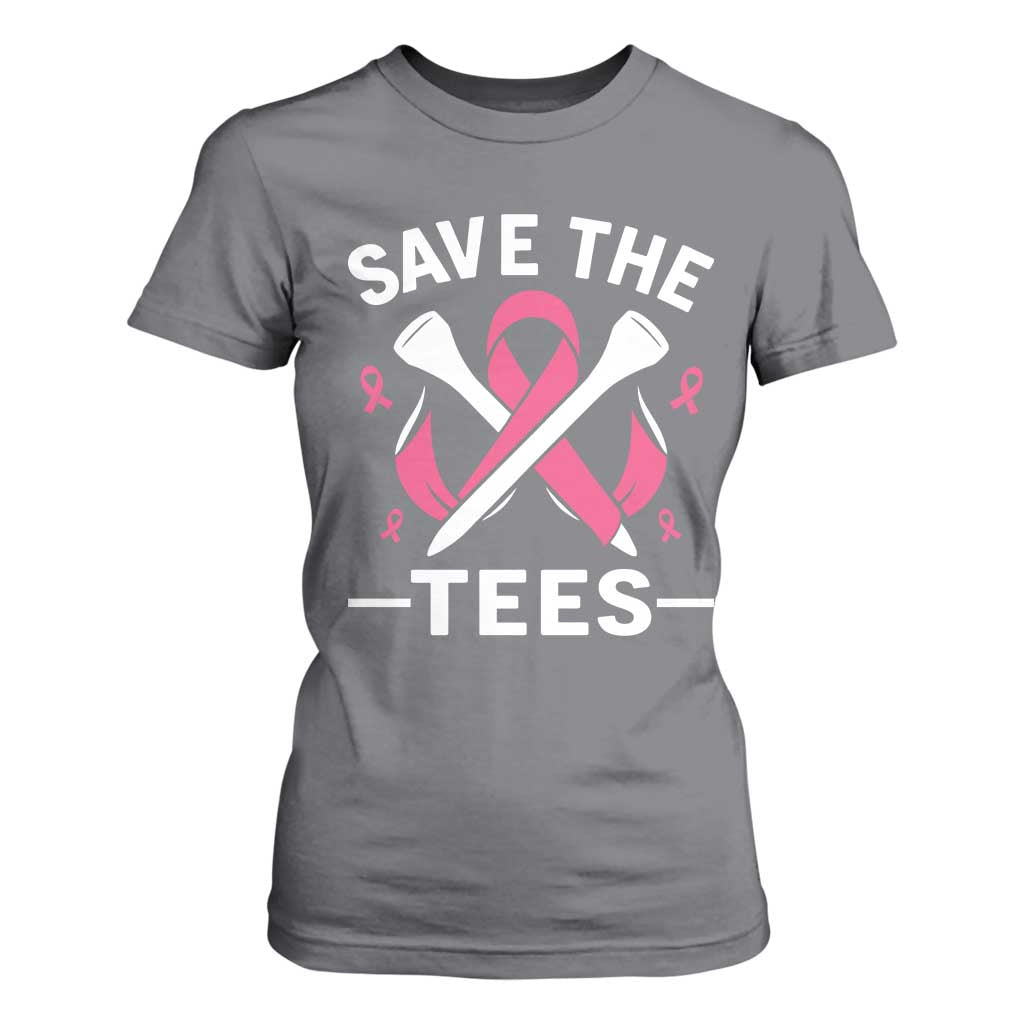Breast Cancer Awareness Pink Ribbon Golf T Shirt For Women Funny Save The Tees TS10 Charcoal Print Your Wear