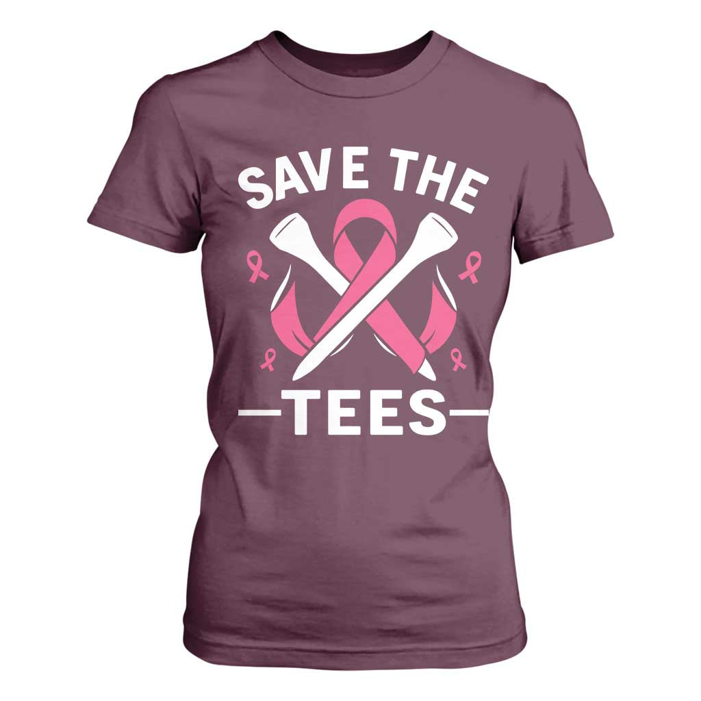 Breast Cancer Awareness Pink Ribbon Golf T Shirt For Women Funny Save The Tees TS10 Maroon Print Your Wear