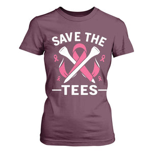 Breast Cancer Awareness Pink Ribbon Golf T Shirt For Women Funny Save The Tees TS10 Maroon Print Your Wear