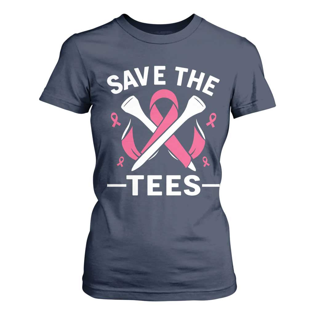 Breast Cancer Awareness Pink Ribbon Golf T Shirt For Women Funny Save The Tees TS10 Navy Print Your Wear