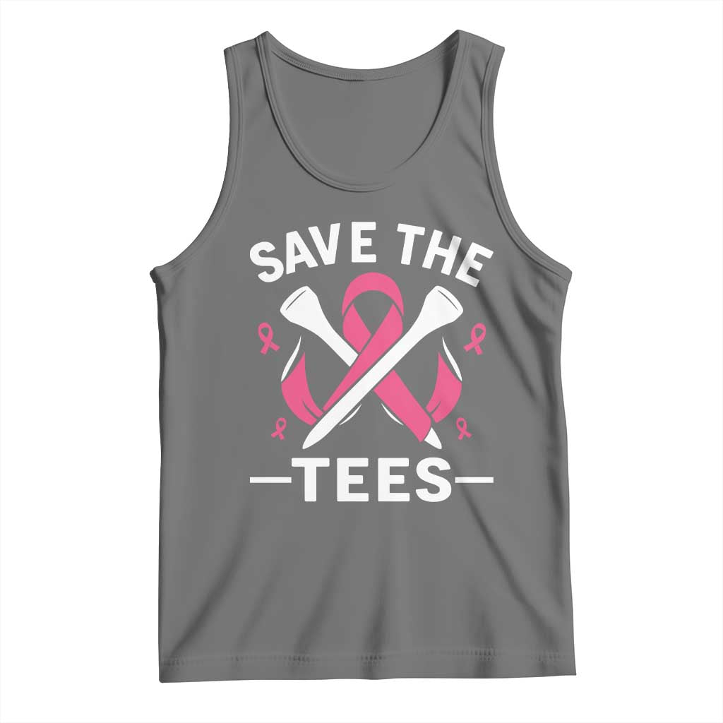Breast Cancer Awareness Pink Ribbon Golf Tank Top Funny Save The Tees TS10 Black Heather Print Your Wear