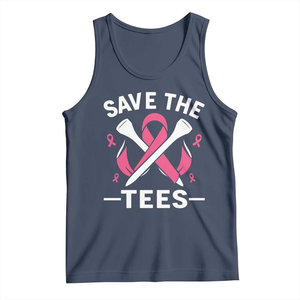 Breast Cancer Awareness Pink Ribbon Golf Tank Top Funny Save The Tees TS10 Navy Print Your Wear