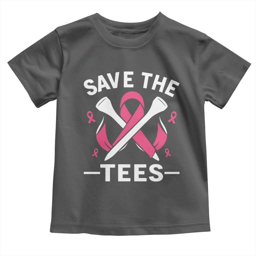 Breast Cancer Awareness Pink Ribbon Golf Toddler T Shirt Funny Save The Tees TS10 Dark Heather Print Your Wear