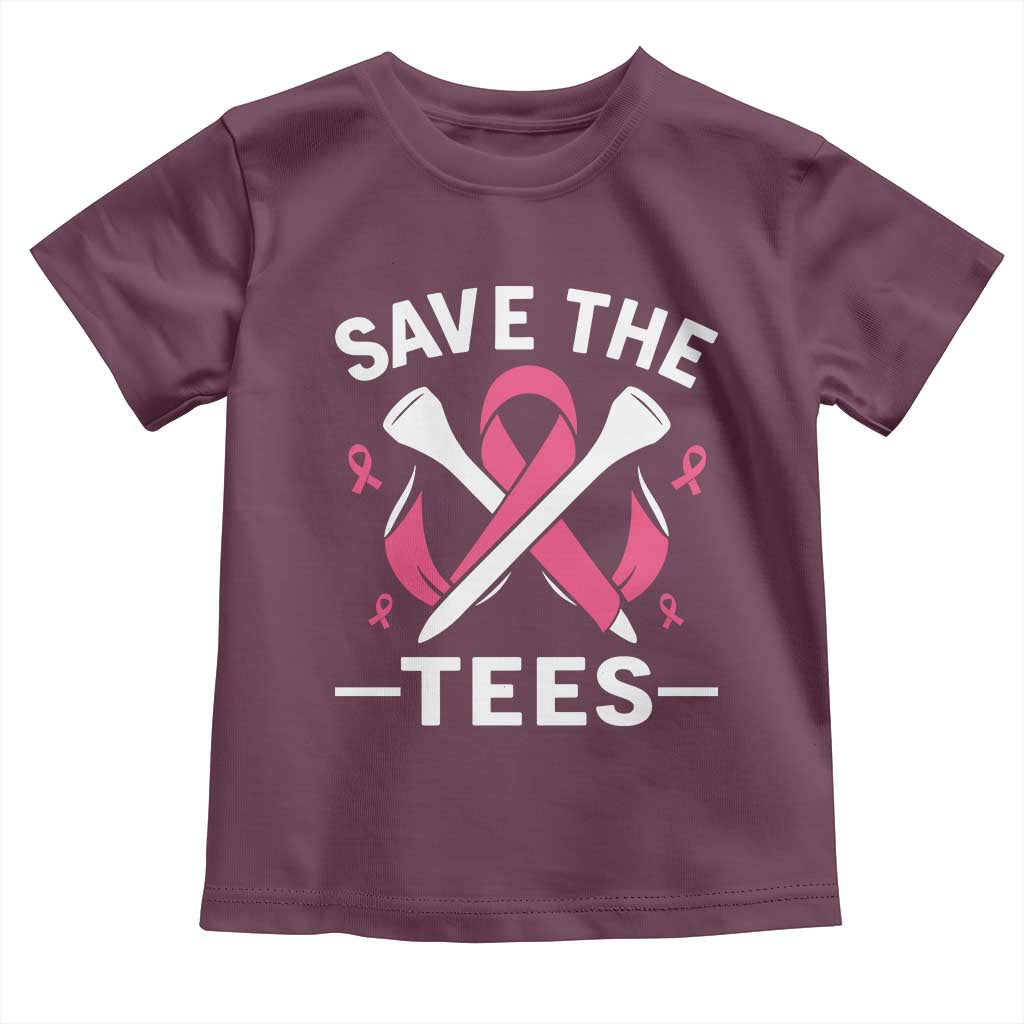 Breast Cancer Awareness Pink Ribbon Golf Toddler T Shirt Funny Save The Tees TS10 Maroon Print Your Wear