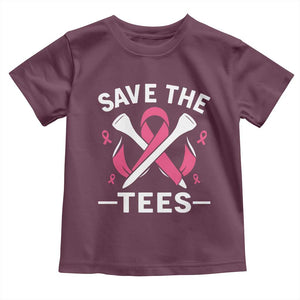 Breast Cancer Awareness Pink Ribbon Golf Toddler T Shirt Funny Save The Tees TS10 Maroon Print Your Wear