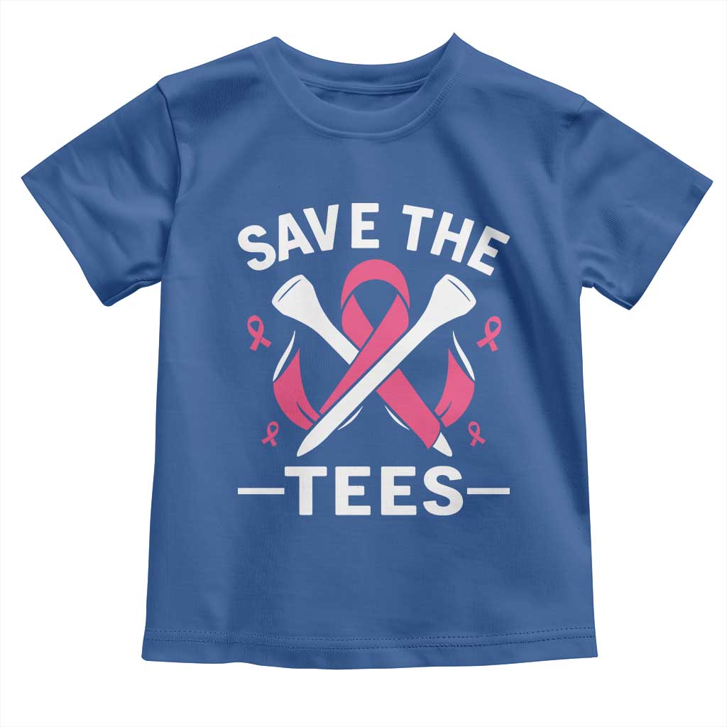 Breast Cancer Awareness Pink Ribbon Golf Toddler T Shirt Funny Save The Tees TS10 Royal Blue Print Your Wear