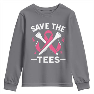 Breast Cancer Awareness Pink Ribbon Golf Youth Sweatshirt Funny Save The Tees TS10 Charcoal Print Your Wear