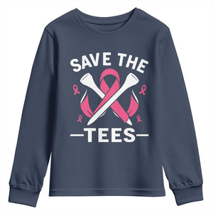 Breast Cancer Awareness Pink Ribbon Golf Youth Sweatshirt Funny Save The Tees TS10 Navy Print Your Wear
