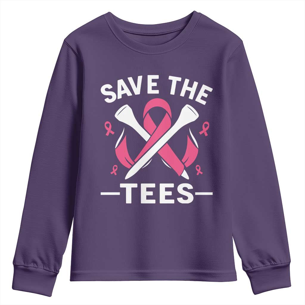 Breast Cancer Awareness Pink Ribbon Golf Youth Sweatshirt Funny Save The Tees TS10 Purple Print Your Wear