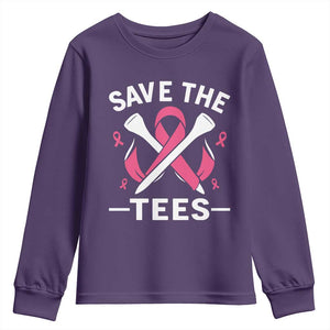 Breast Cancer Awareness Pink Ribbon Golf Youth Sweatshirt Funny Save The Tees TS10 Purple Print Your Wear