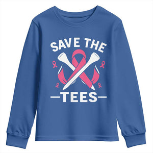 Breast Cancer Awareness Pink Ribbon Golf Youth Sweatshirt Funny Save The Tees TS10 Royal Blue Print Your Wear
