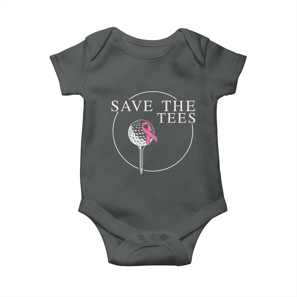 Breast Cancer Awareness Golf Baby Onesie Pink Ribbon Save The Tees Fundraiser Team TS10 Dark Heather Print Your Wear