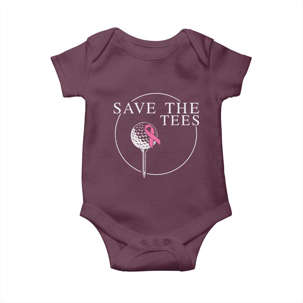 Breast Cancer Awareness Golf Baby Onesie Pink Ribbon Save The Tees Fundraiser Team TS10 Maroon Print Your Wear