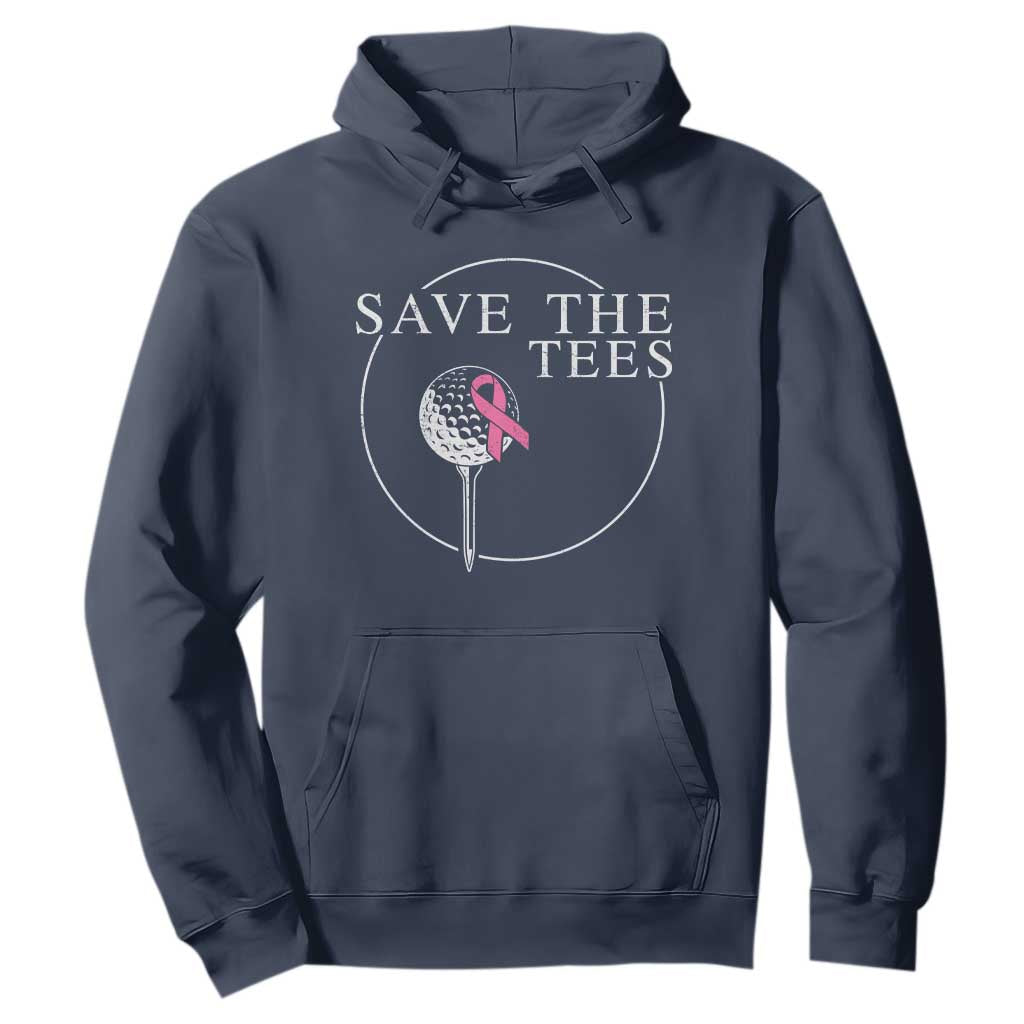 Breast Cancer Awareness Golf Hoodie Pink Ribbon Save The Tees Fundraiser Team TS10 Navy Print Your Wear