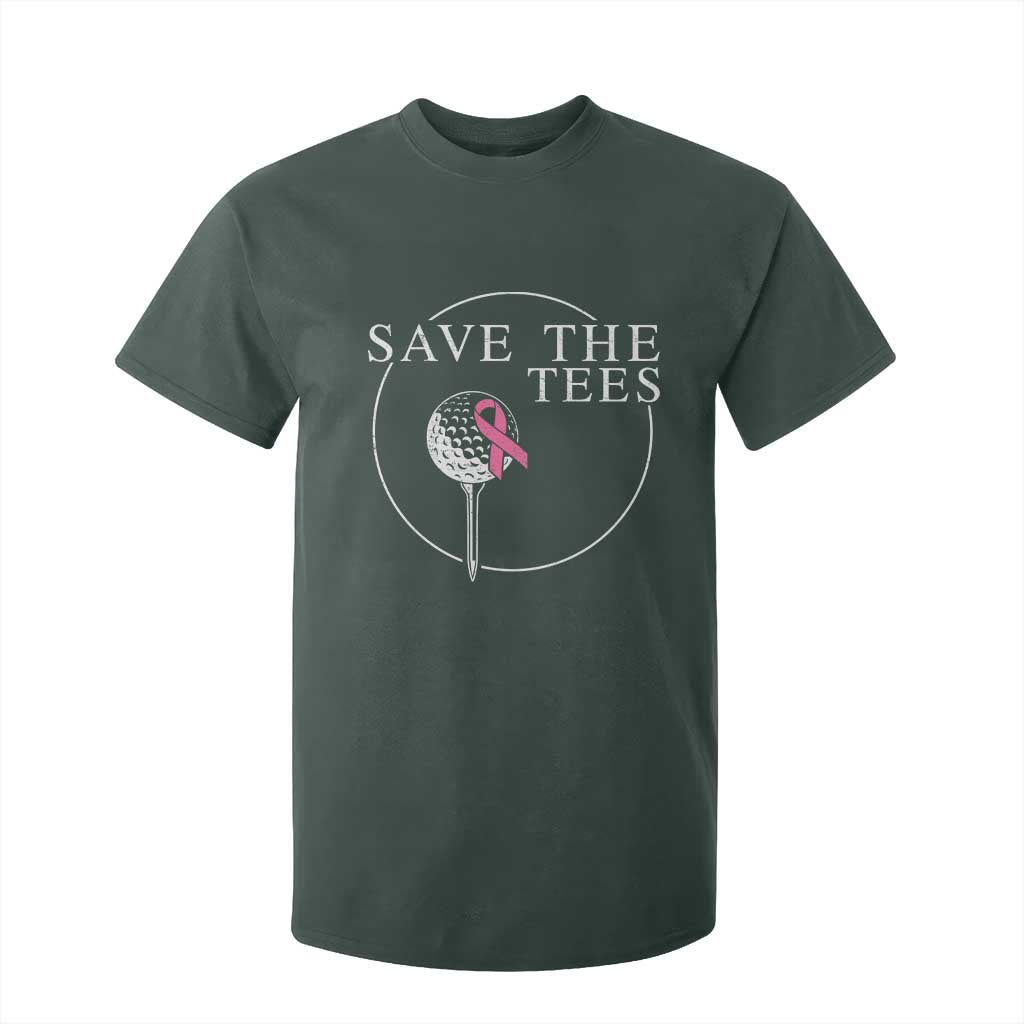 Breast Cancer Awareness Golf T Shirt For Kid Pink Ribbon Save The Tees Fundraiser Team TS10 Dark Forest Green Print Your Wear