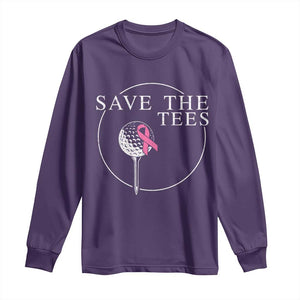 Breast Cancer Awareness Golf Long Sleeve Shirt Pink Ribbon Save The Tees Fundraiser Team TS10 Purple Print Your Wear