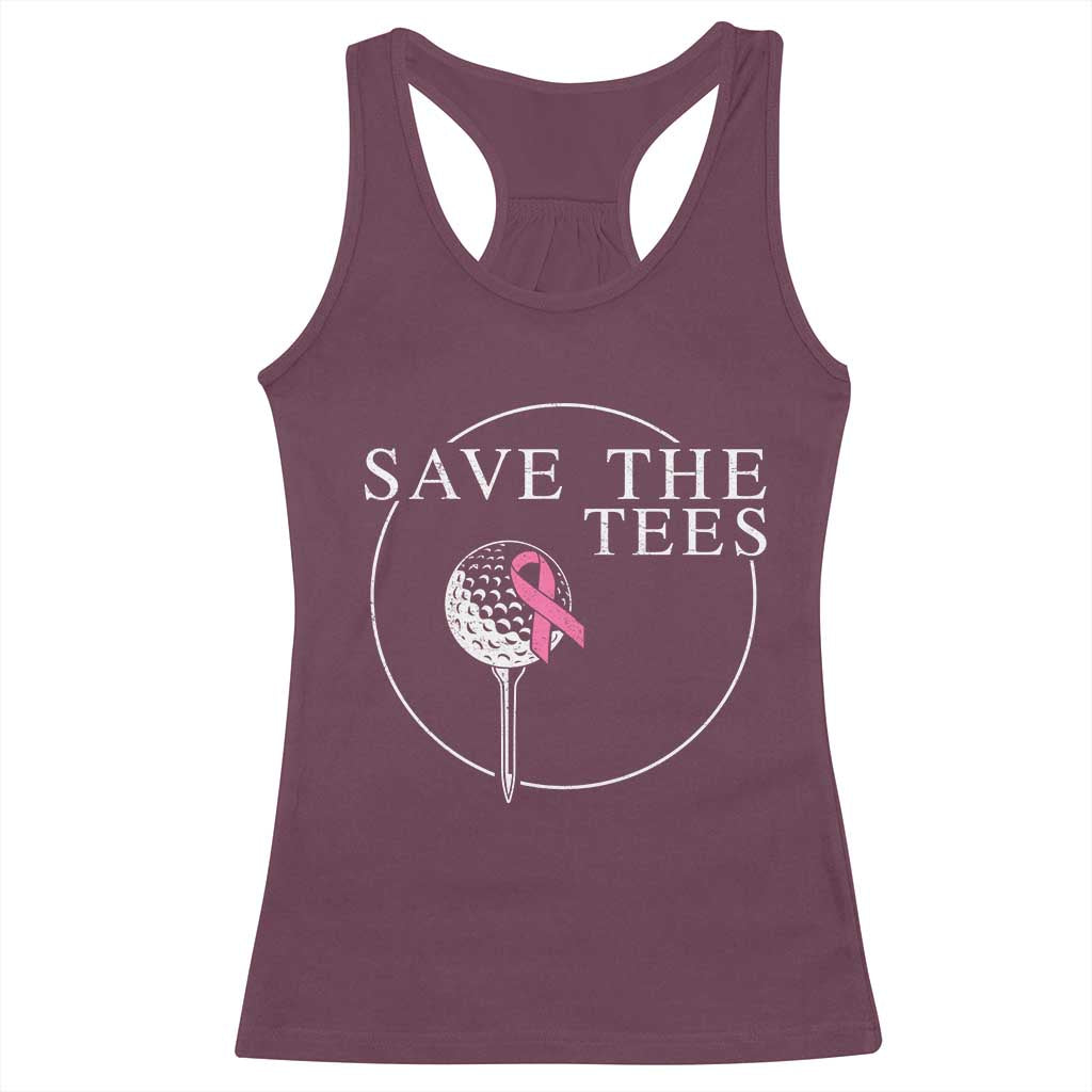 Breast Cancer Awareness Golf Racerback Tank Top Pink Ribbon Save The Tees Fundraiser Team TS10 Maroon Print Your Wear