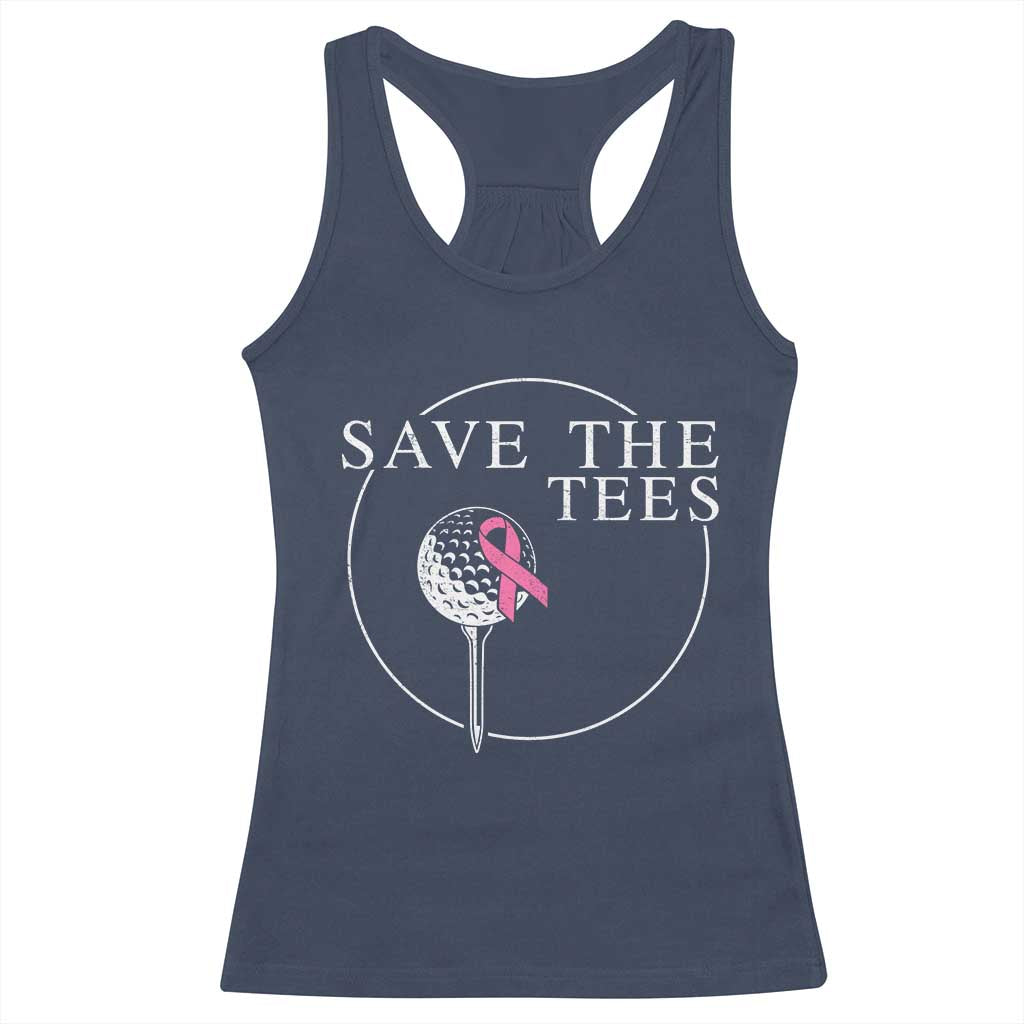 Breast Cancer Awareness Golf Racerback Tank Top Pink Ribbon Save The Tees Fundraiser Team TS10 Navy Print Your Wear
