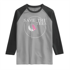 Breast Cancer Awareness Golf Raglan Shirt Pink Ribbon Save The Tees Fundraiser Team TS10 Sport Gray Black Print Your Wear