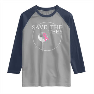 Breast Cancer Awareness Golf Raglan Shirt Pink Ribbon Save The Tees Fundraiser Team TS10 Sport Gray Navy Print Your Wear