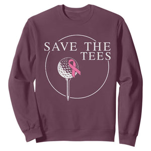 Breast Cancer Awareness Golf Sweatshirt Pink Ribbon Save The Tees Fundraiser Team TS10 Maroon Print Your Wear