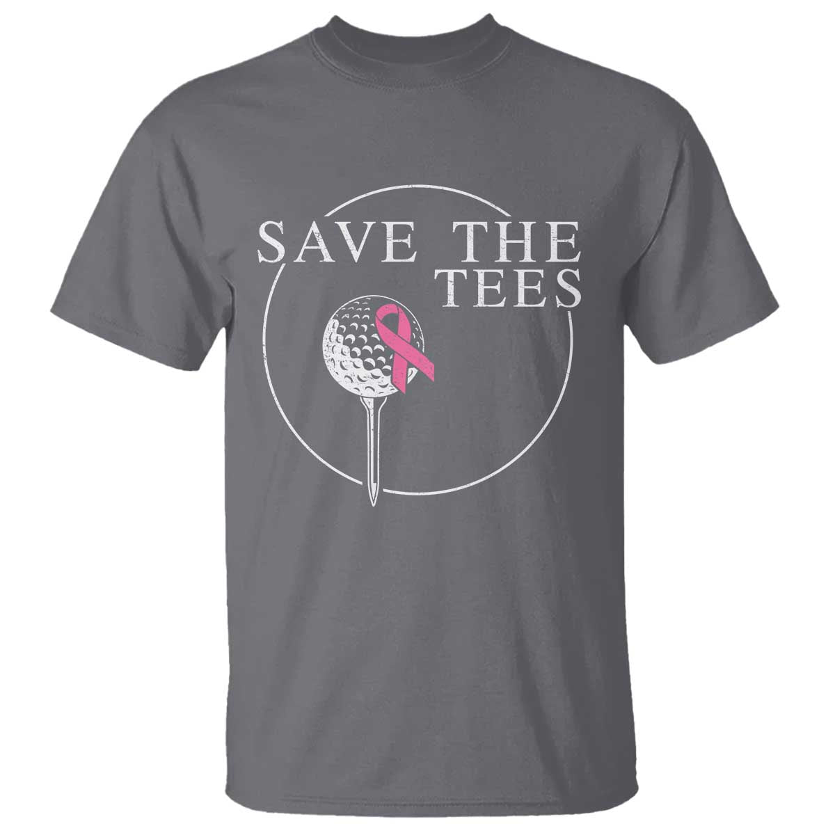 Breast Cancer Awareness Golf T Shirt Pink Ribbon Save The Tees Fundraiser Team TS10 Charcoal Print Your Wear