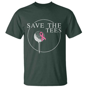 Breast Cancer Awareness Golf T Shirt Pink Ribbon Save The Tees Fundraiser Team TS10 Dark Forest Green Print Your Wear