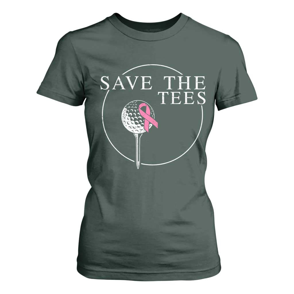 Breast Cancer Awareness Golf T Shirt For Women Pink Ribbon Save The Tees Fundraiser Team TS10 Dark Forest Green Print Your Wear