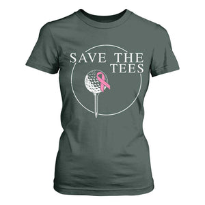 Breast Cancer Awareness Golf T Shirt For Women Pink Ribbon Save The Tees Fundraiser Team TS10 Dark Forest Green Print Your Wear