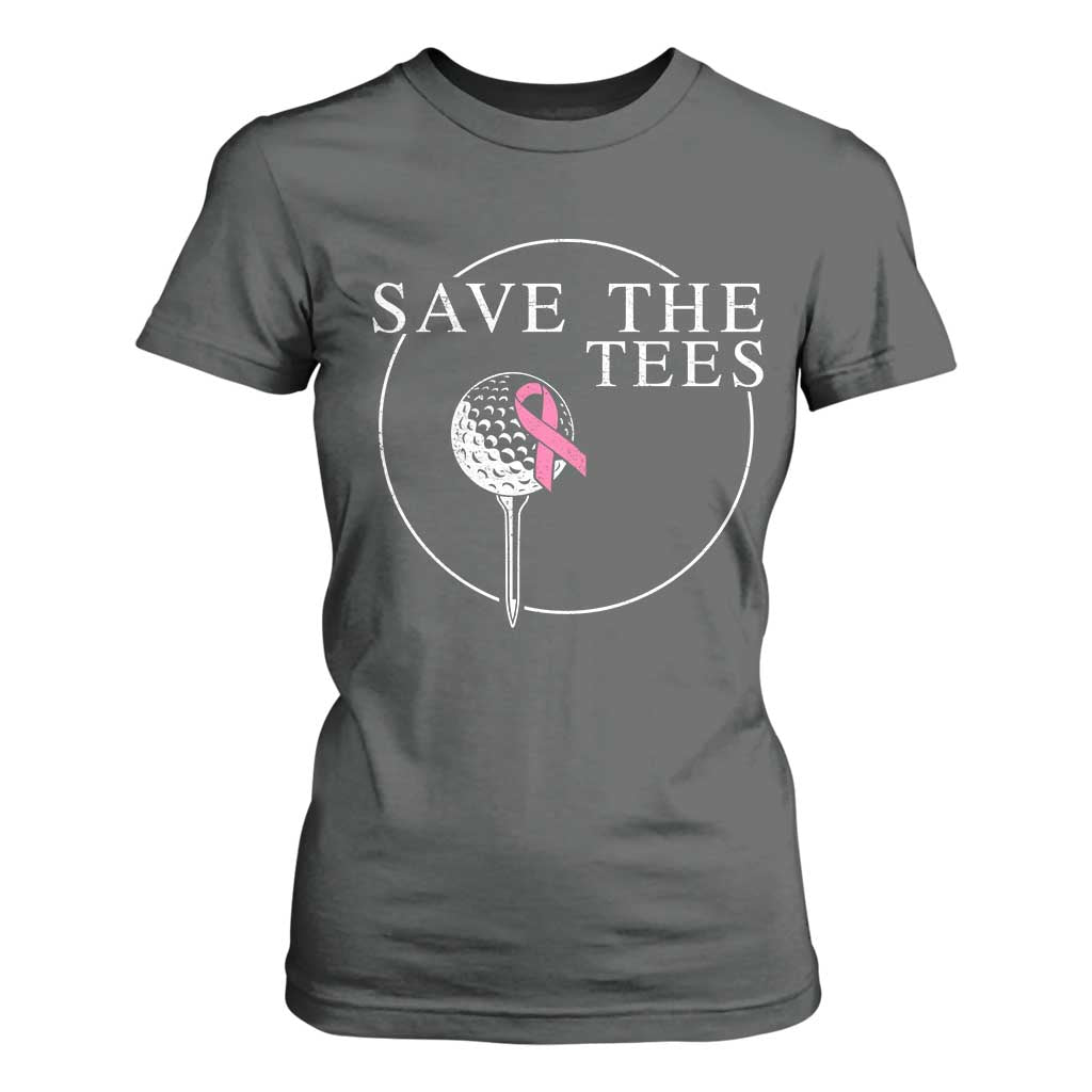 Breast Cancer Awareness Golf T Shirt For Women Pink Ribbon Save The Tees Fundraiser Team TS10 Dark Heather Print Your Wear