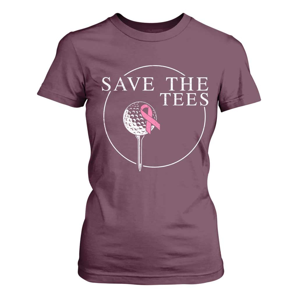 Breast Cancer Awareness Golf T Shirt For Women Pink Ribbon Save The Tees Fundraiser Team TS10 Maroon Print Your Wear