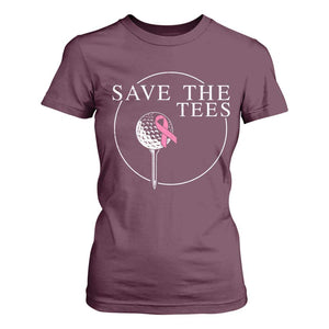 Breast Cancer Awareness Golf T Shirt For Women Pink Ribbon Save The Tees Fundraiser Team TS10 Maroon Print Your Wear