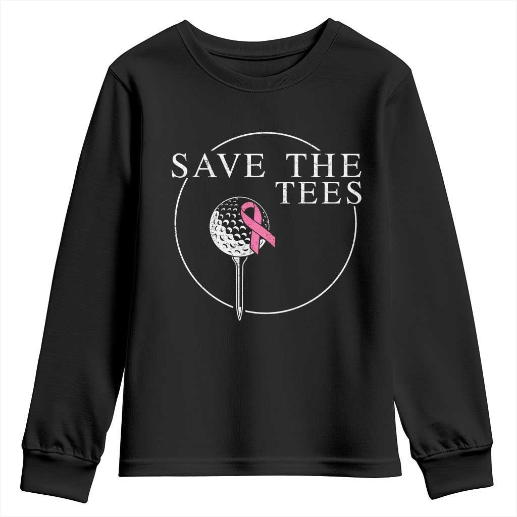 Breast Cancer Awareness Golf Youth Sweatshirt Pink Ribbon Save The Tees Fundraiser Team - Print Your Wear