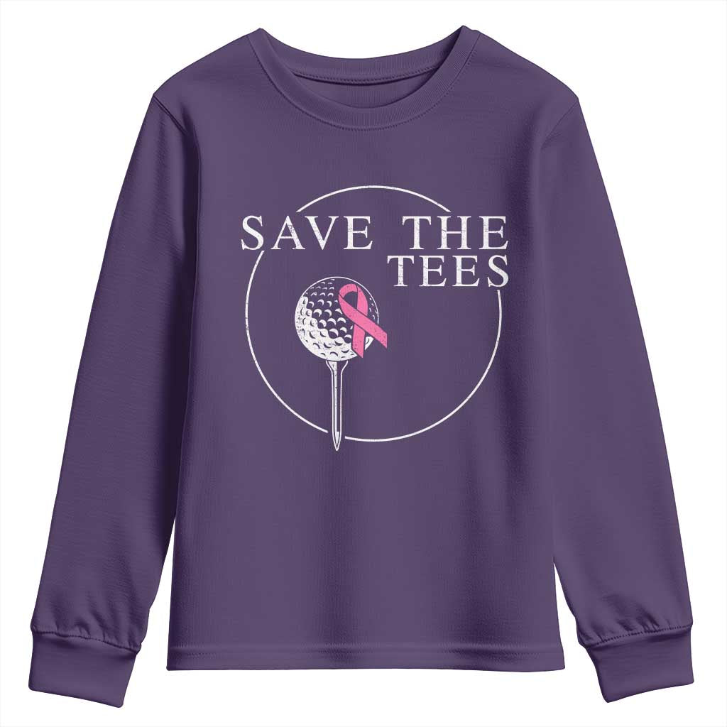 Breast Cancer Awareness Golf Youth Sweatshirt Pink Ribbon Save The Tees Fundraiser Team TS10 Purple Print Your Wear